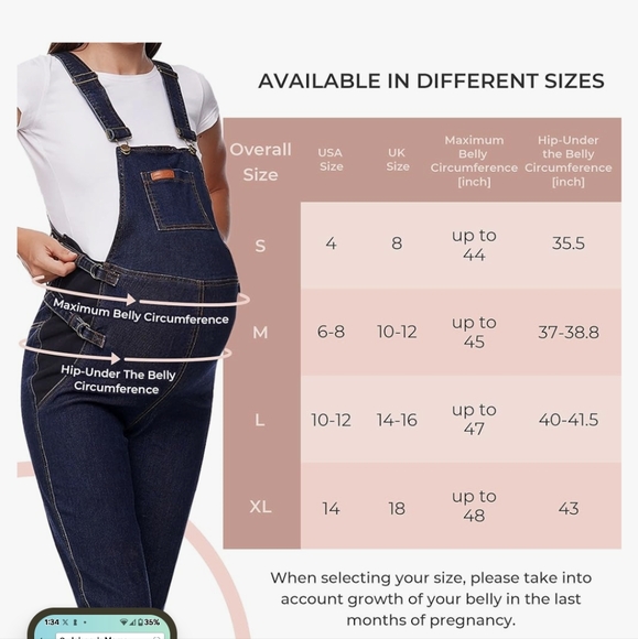 Johnny Mama Maternity overalls.Indigo blue. Size Medium maternity - Picture 5 of 10